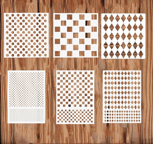 6pcs checks dots stencils - 6pcs,